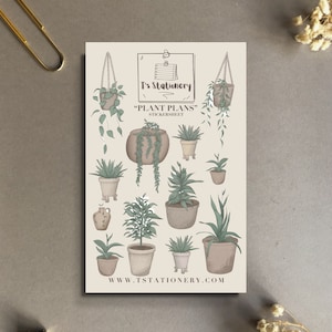 Pegatinas de plantas: para diario, agenda, álbumes de recortes, pegatinas de plantas de interior, botánica, hoja de pegatinas