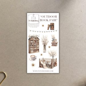 Pegatinas de la feria del libro de primavera: pegatinas de café, pegatinas para perezosos, para llevar un diario, una agenda, un álbum de recortes, para leer un diario, pegatinas acogedoras