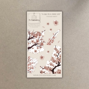Sakura Dream - Sakura Aufkleber, Journal Aufkleber, Kirschblüten-Aufkleber Blatt, Scrapbooking, für Planer, Blumen
