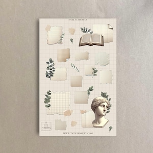 Stickers papierafval voor dagboek, plakboek of planner, stickers Dark Academia