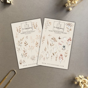Fleurs printanières + feuillage - Stickers journaux, Stickers printaniers, Fleurs sauvages, Agenda-Stickers, Scrapbooking, Stickers floraux