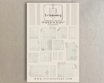 Gridded Paper Scrap Stickers: Junk Journaling Stickers,
