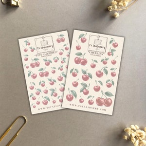 Set di adesivi con ciliegie: adesivi per diario, adesivi con ciliegie grandi, adesivi con ciliegie piccole, adesivi per planner, scrapbooking, adesivi con frutta