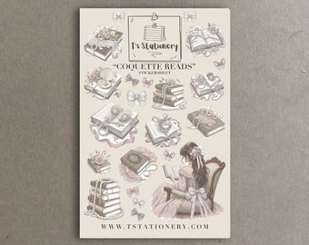 Pegatinas de libros Coquette: pegatinas para un diario de lectura romántico
