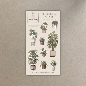 Stickers plantes - Stickers pour journal, agenda et album, Stickers d'été, planche d'autocollants Plants'n Pots, cadeau pour les amateurs de plantes