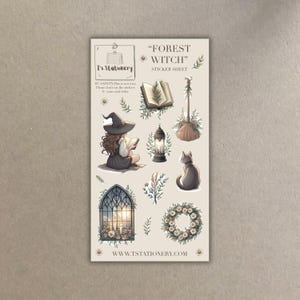 Witch Stickers -  Witchy Stickers, Journal Stickers, Magical Stickers, Celestial Stickers, Scrapbooking, Witchcraft Stickers, Forest Witch