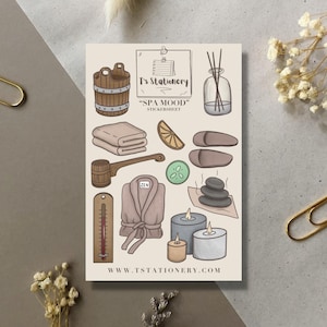 Foglio di adesivi per spa: adesivi per diario, adesivi per sauna, adesivi per benessere, adesivi per scrapbooking, foglio di adesivi per la cura di sé
