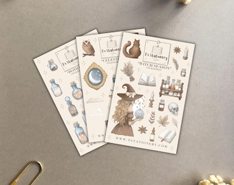 Witchy Celestial Matte Vinyl Sticker Set - Journal, Planner Stickers