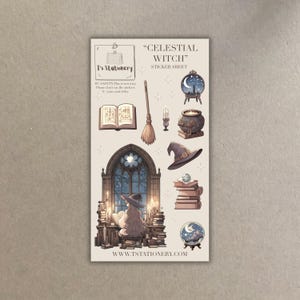 Celestial Witch Stickers: Journal Scrapbooking Stickers