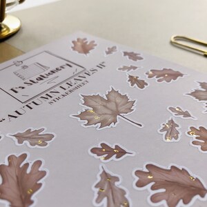 Stickers met bladeren: met goudfolie, herfststickers, dagboekstickers, plannerstickers, scrapbooking, stickers voor penvrienden