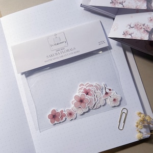 Stickers Sakura - Stickers fleurs, lot d'autocollants, autocollants pour carnet de notes, scrapbooking, autocollants décoratifs, autocollants printaniers