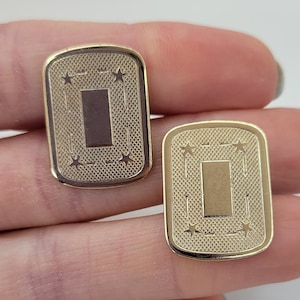 Rectangle cufflinks Textured cufflinks Gold tone vintage cufflinks