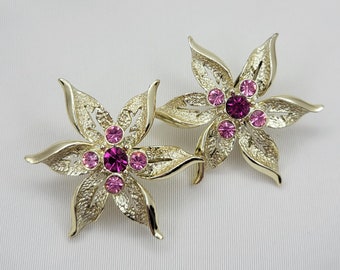 Sarah Coventry flower earrings Poinsettia earrings Vintage fashion flower