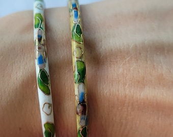 Cloisonne bracelets Chinese bracelet Green floral bracelet vintage