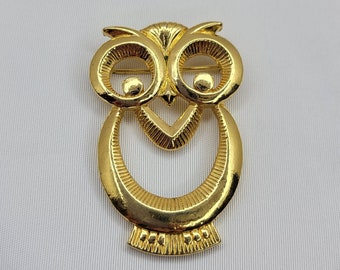 Avon gold brooch Vintage owl brooch Bird brooch pin
