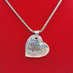 Wheat chain necklace Double heart pendant Vintage heart necklace #12