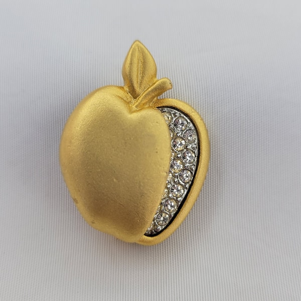 Luca Razza pin Gold apple brooch Fruit brooch vintage