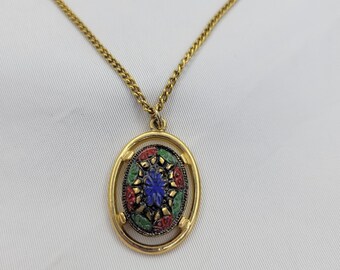 Sarah Coventry necklace Mosaic pendant vintage &quot;Light of the East&quot;