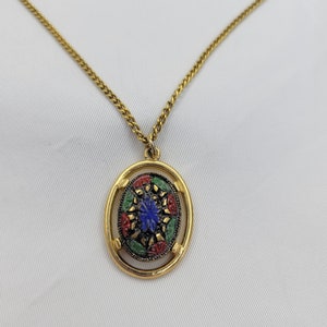 Sarah Coventry necklace Mosaic pendant vintage "Light of the East"