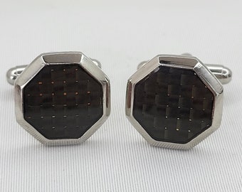 Gray cufflinks Octagon cufflinks Vintage cufflinks