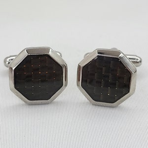 Gray cufflinks Octagon cufflinks Vintage cufflinks