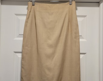 Escada skirt Vintage pleated midi skirt Beige pencil skirt