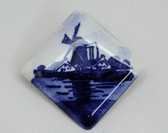 Broche vintage de porcelana Delft, broche holandês.