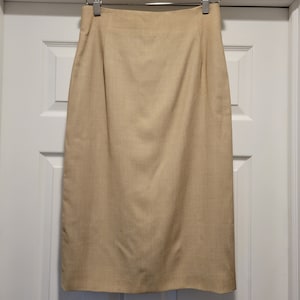 Escada skirt Vintage pleated midi skirt Beige pencil skirt
