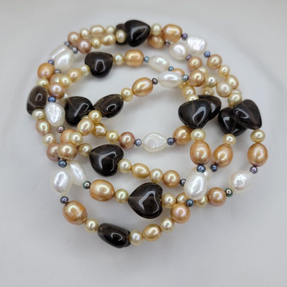 Multi shape beaded necklace Multicolor pearl neck… - image 2