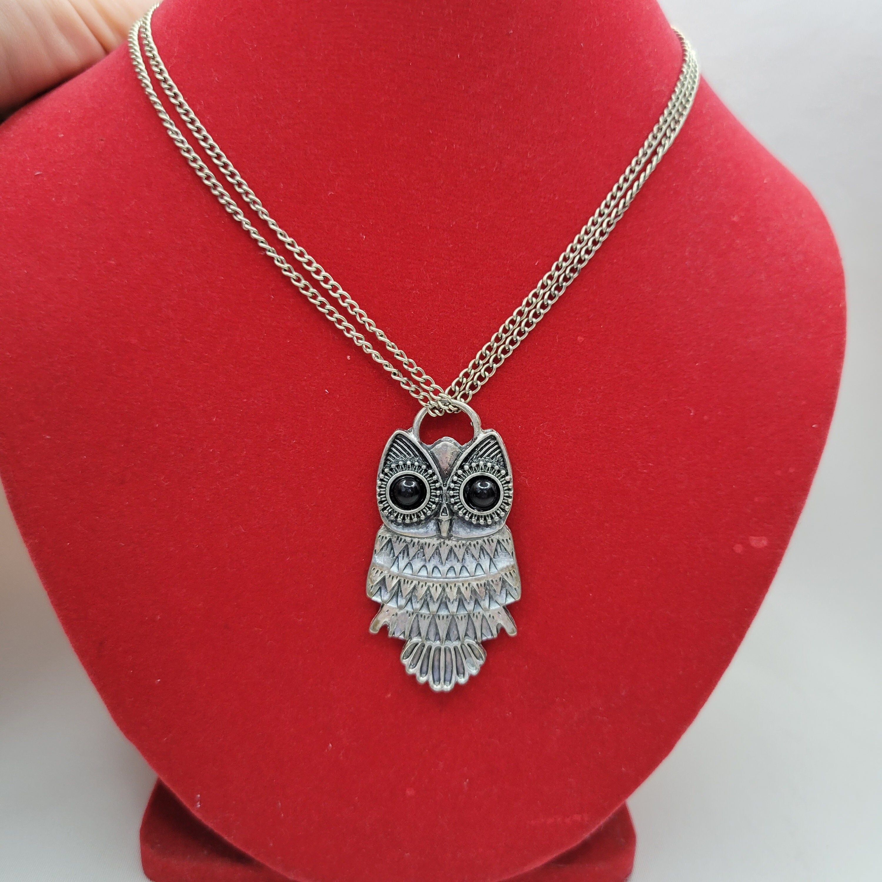 Owl pendant necklace vintage Ancient large bird pendant