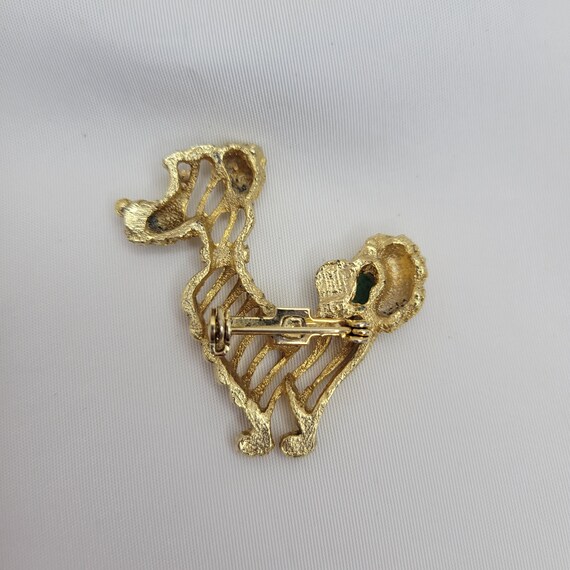 Gold dog brooch Jade stone brooch Vintage poodle … - image 5