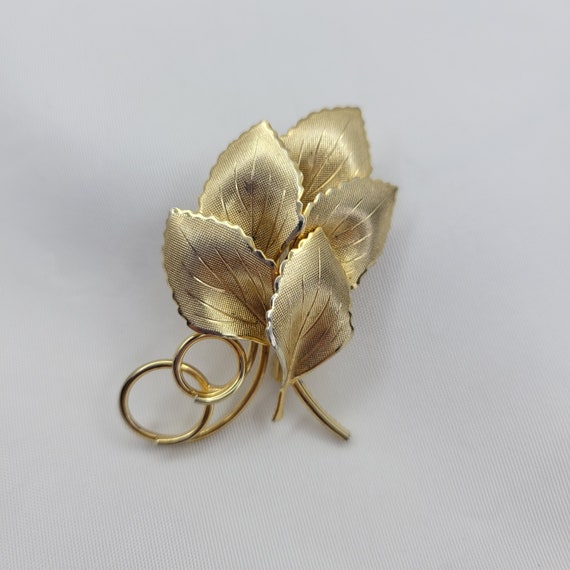 10k gold filled brooch Vintage leaves brooch - image 9