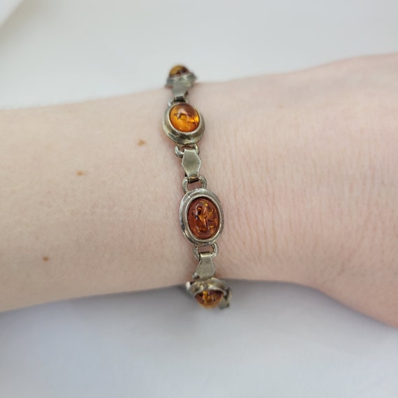 925 silver bracelet vintage Honey orange bracelet… - image 1