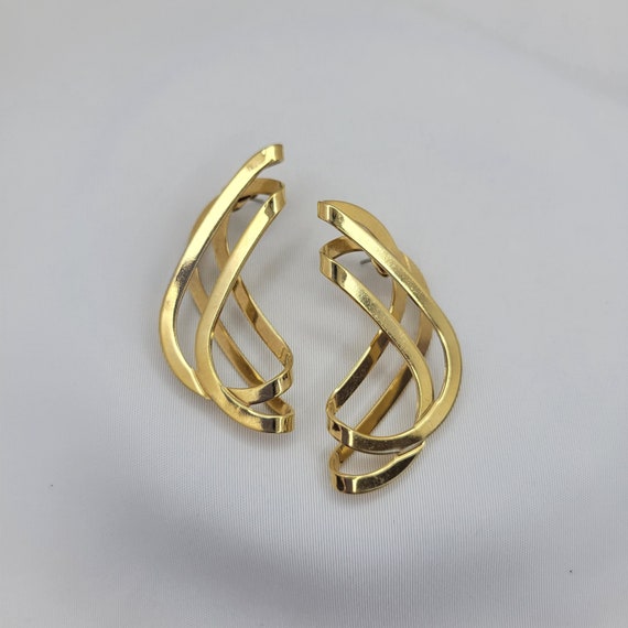 Half moon earrings Twisted infinity earrings Vint… - image 1