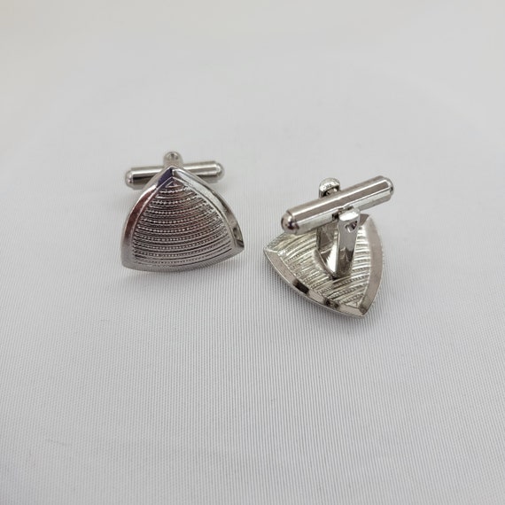 Triangle cufflinks Silver tone cufflinks Vintage … - image 5