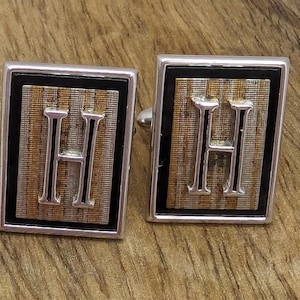 Vintage Swank initial H cufflinks Personalized cuff links Multicolored cuff links