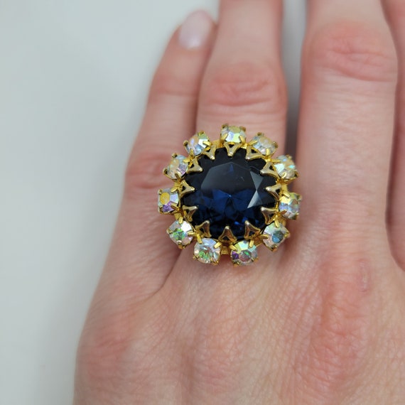 Vintage blue sapphire ring Indigo ring Edwardian … - image 1