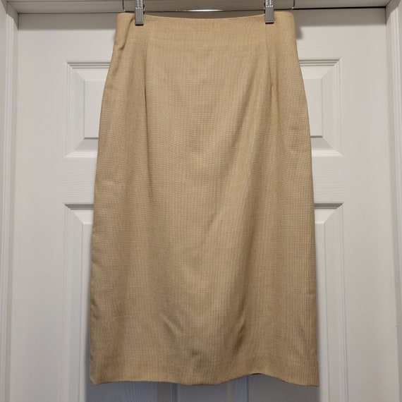 Escada skirt Vintage pleated midi skirt Beige pen… - image 6