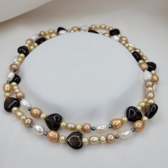 Multi shape beaded necklace Multicolor pearl neck… - image 1