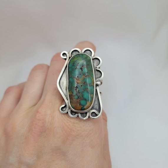 Natural turquoise ring vintage Navajo ring Pilot mountain turquoise