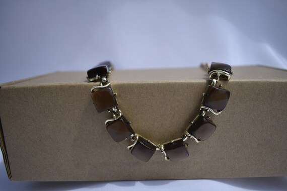 Coro necklace Thermoset jewelry Brown choker vint… - image 8