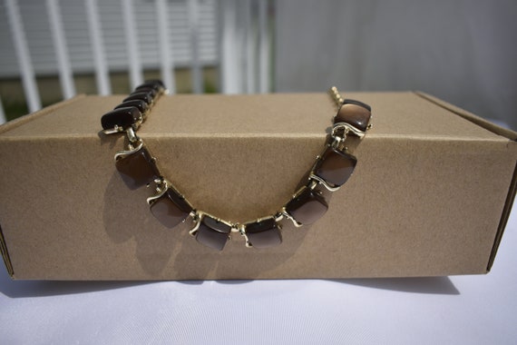 Coro necklace Thermoset jewelry Brown choker vint… - image 10