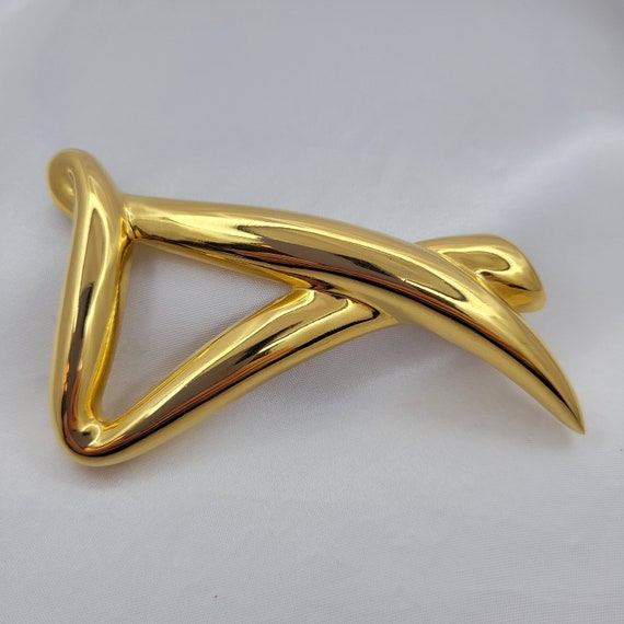 Liz Claiborne brooch Oversized gold brooch Vintag… - image 1