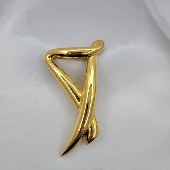 Liz Claiborne brooch Oversized gold brooch Vintag… - image 6