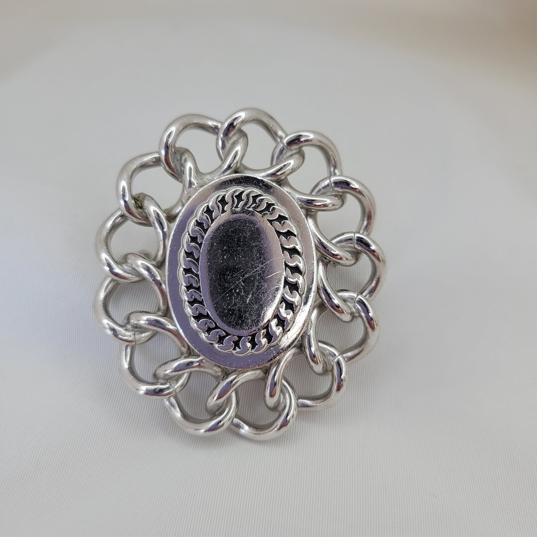 Monture De Broche En Argent Massif - Ancienne Avec étiquette - Bon état