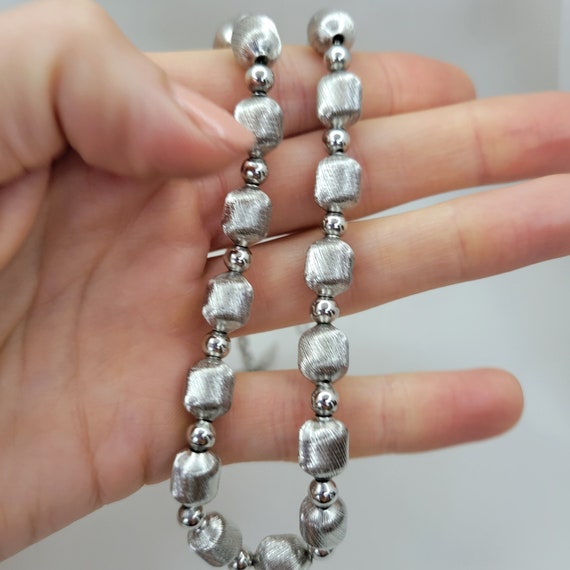 Whiting and Davis necklace Vintage silver beaded … - image 3