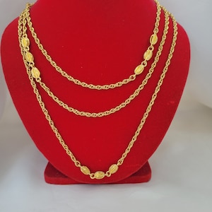 Monet long chain necklace 55 inch gold chain Vintage rope chain