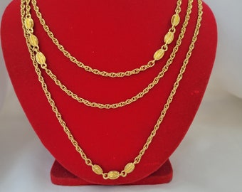 Monet long chain necklace 55 inch gold chain Vintage rope chain