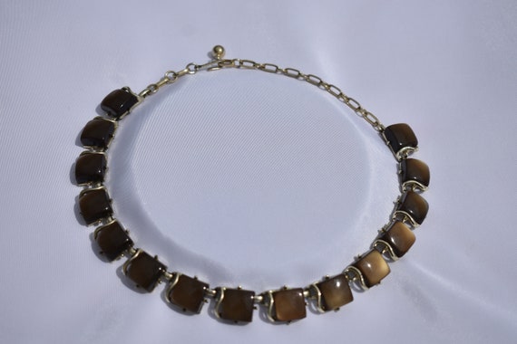 Coro necklace Thermoset jewelry Brown choker vint… - image 6