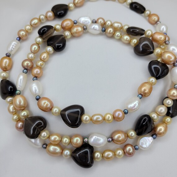 Multi shape beaded necklace Multicolor pearl neck… - image 3